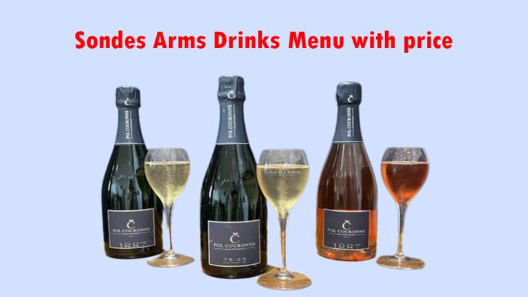 sondes arms drinks menu with price