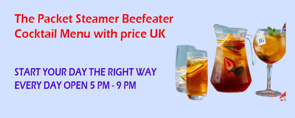 the packet steamer beefeater cocktail menu with price