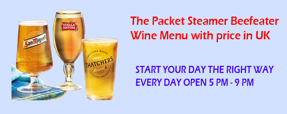 the packet steamer beefeater wine menu with price