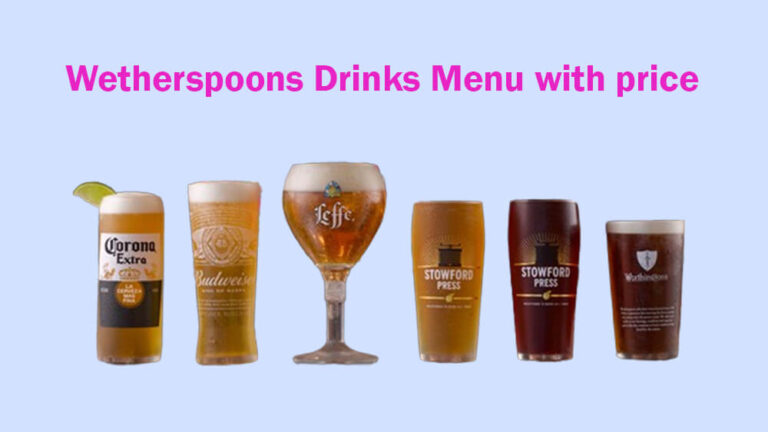 wetherspoons drinks menu with price