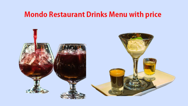 mondo restaurant drinks menu with price